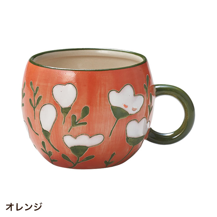 植木鉢 おしゃれ 穴なし 陶器 マグカップ型 レトロ 花柄 チェリッシュ