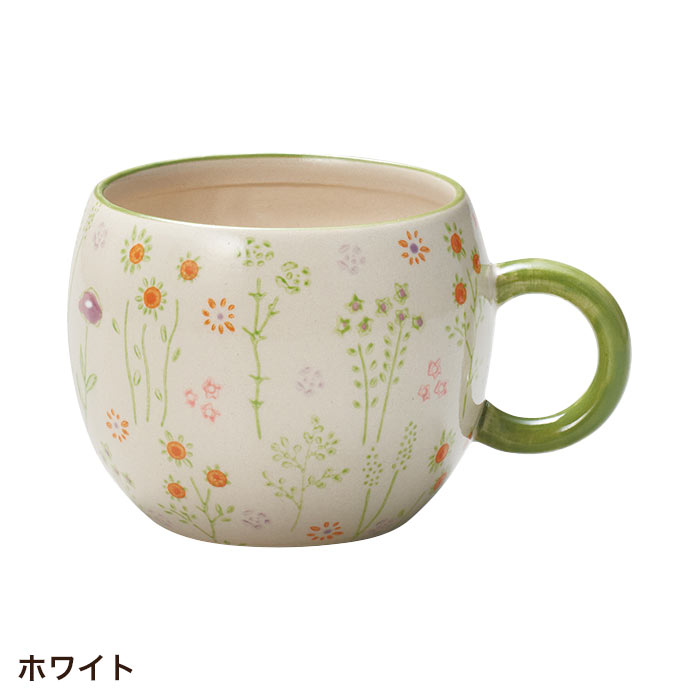 植木鉢 おしゃれ 穴なし 陶器 マグカップ型 レトロ 花柄 チェリッシュ