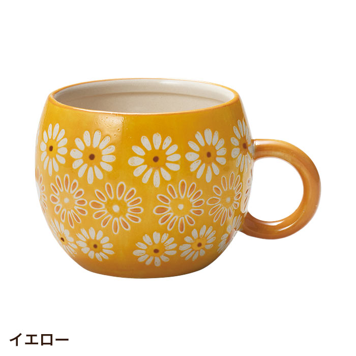 植木鉢 おしゃれ 穴なし 陶器 マグカップ型 レトロ 花柄 チェリッシュ