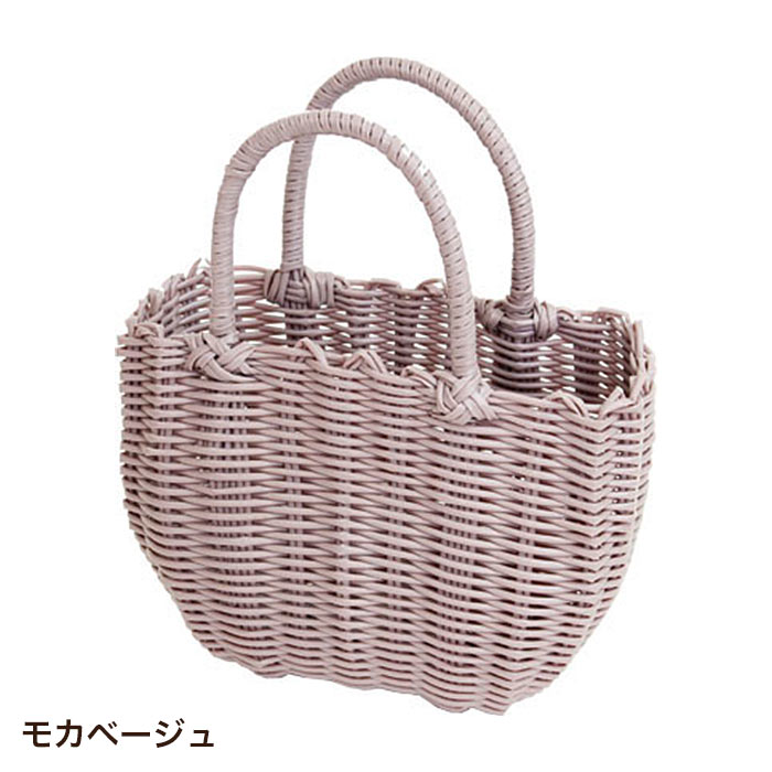 プラニー工房　蓋付きカゴバック/ナチュラルピンク リバティ ピンク 小物入れ 蓋付きカゴ クラフトバンド レース