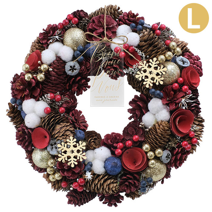 リース フラワーリース 冬 クリスマス CMナチュラルリース L スノー