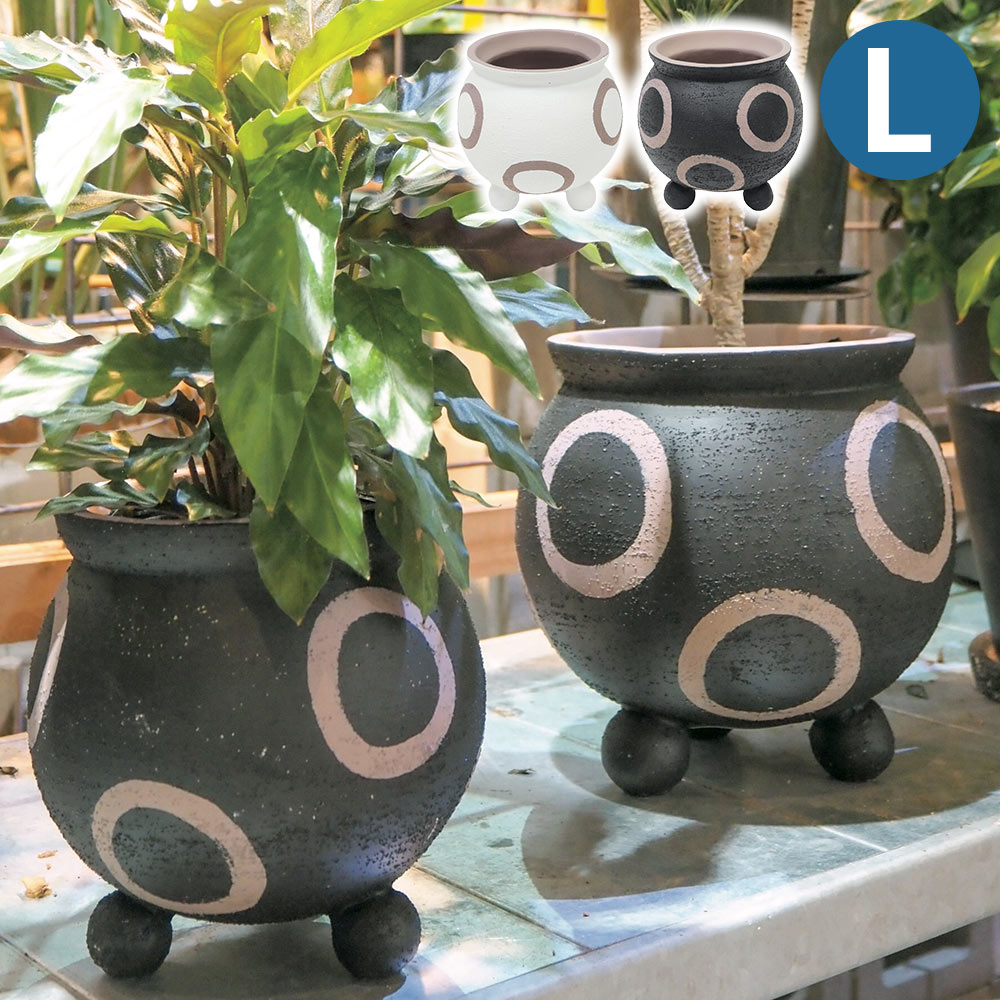 植木鉢 おしゃれ 丸型 穴あき セメントポット サークルジャーポット L