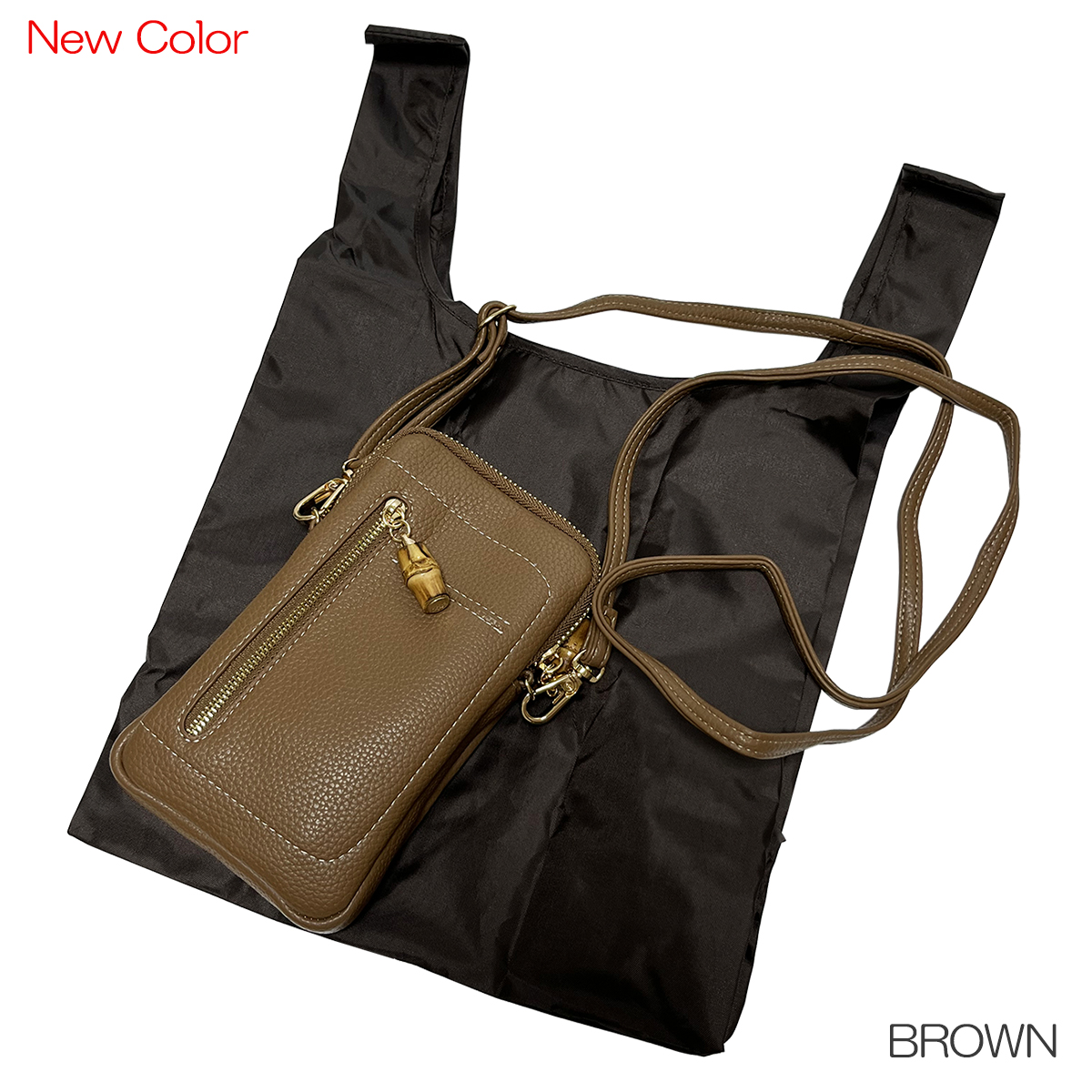 ピソラロ Pisoraro バンブーエコバッグ付きスマホポシェット