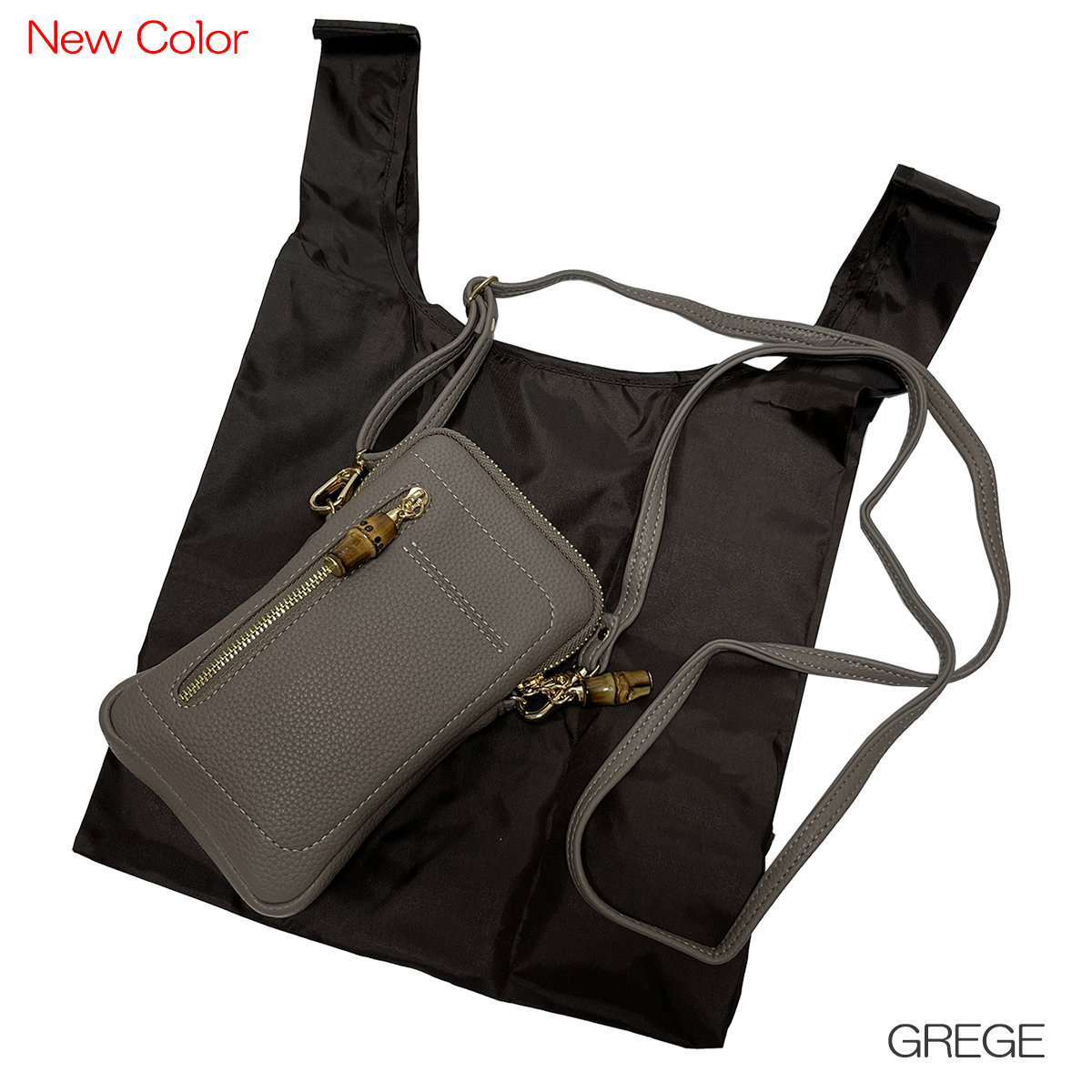 ピソラロ Pisoraro バンブーエコバッグ付きスマホポシェット