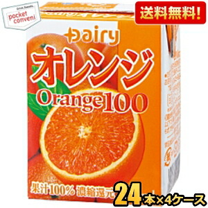 送料無料 南日本酪農協同(株) デーリィ オレンジ100 200ml紙パック 96本(24本×4ケース) (果汁100％) (常温保存可能)