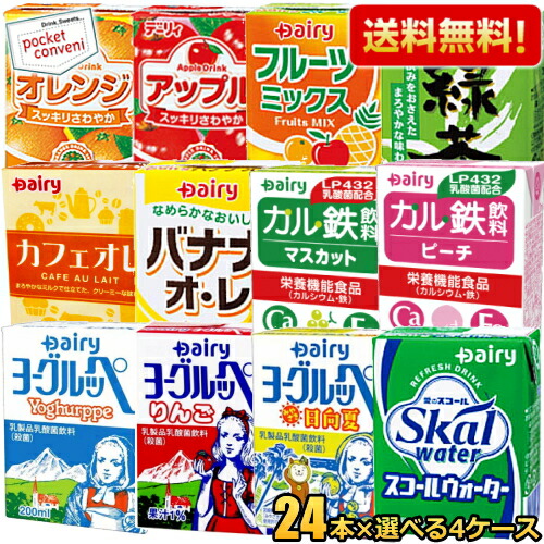 送料無料 デーリィ 紙パック飲料 選べる 計96本(24本×4ケース) 南日本