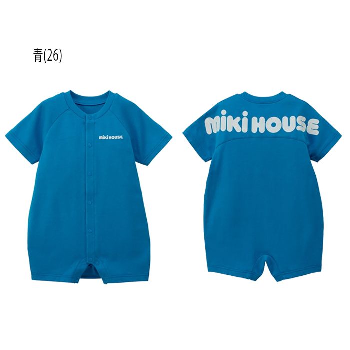 【WebLimited】 ミキハウス mikihouse バックロゴショートオール (70cm・80cm) 半袖 ショートオール ロゴ ベビー服 【10-9327-145】の画像
