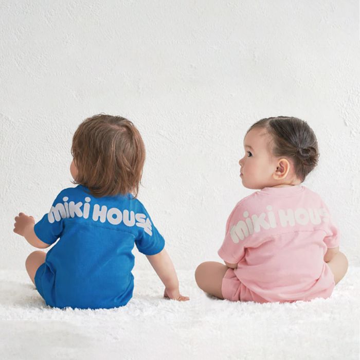 【WebLimited】 ミキハウス mikihouse バックロゴショートオール (70cm・80cm) 半袖 ショートオール ロゴ ベビー服 【10-9327-145】の画像