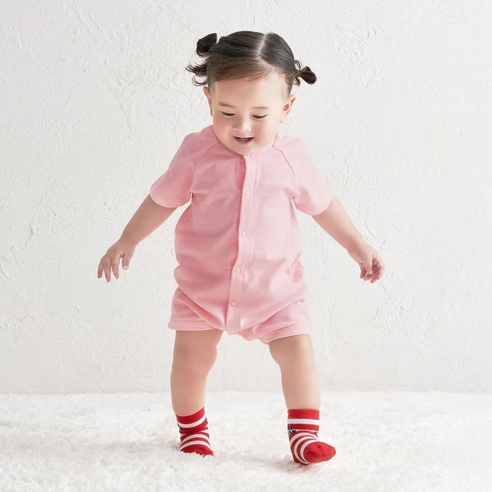 【WebLimited】 ミキハウス mikihouse バックロゴショートオール (70cm・80cm) 半袖 ショートオール ロゴ ベビー服 【10-9327-145】の画像