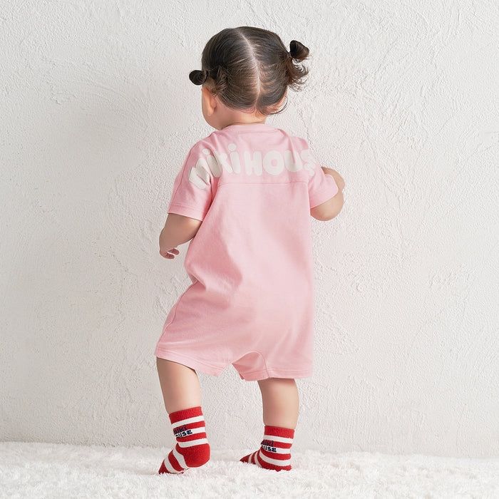 【WebLimited】 ミキハウス mikihouse バックロゴショートオール (70cm・80cm) 半袖 ショートオール ロゴ ベビー服 【10-9327-145】の画像