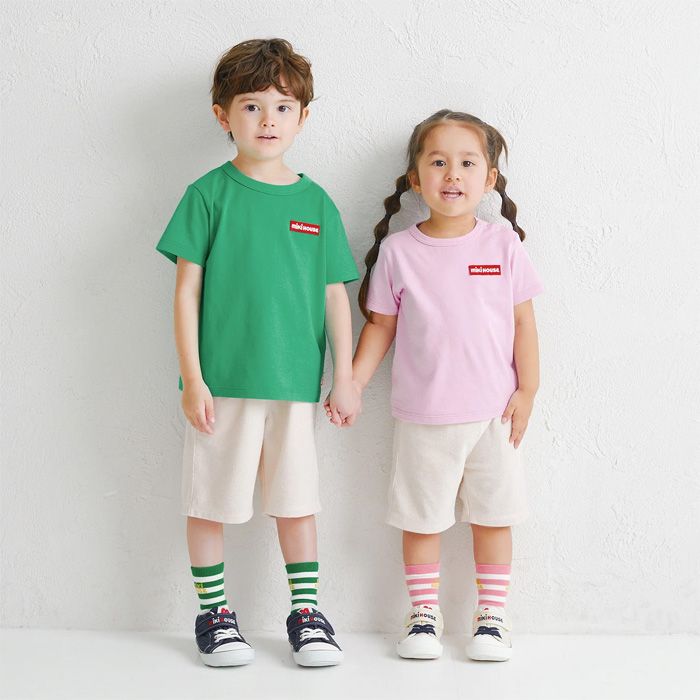 WebLimited】 ミキハウス mikihouse ワッペンロゴ半袖Tシャツ (80cm