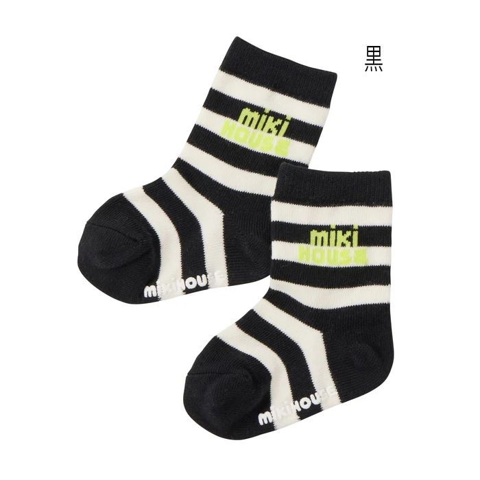 WEB限定】 ミキハウス mikihouse 1Pロゴボーダーソックス (11cm-19cm