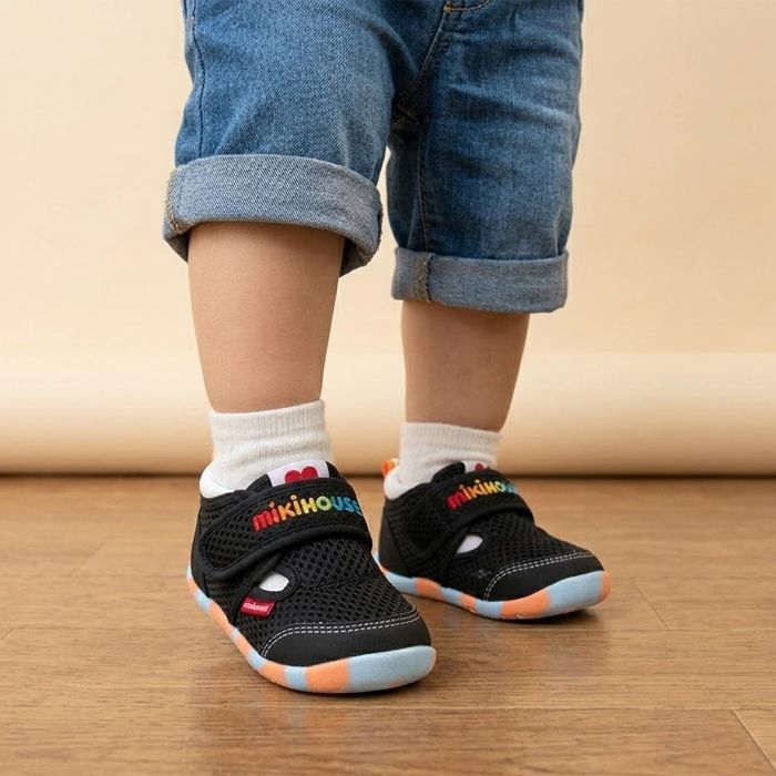 【セール30%OFF】 ミキハウス ダブルラッセルロゴベビーシューズ (13cm・13.5cm) 靴 シューズ サンダル mikihouse 【12-9304-146】の画像