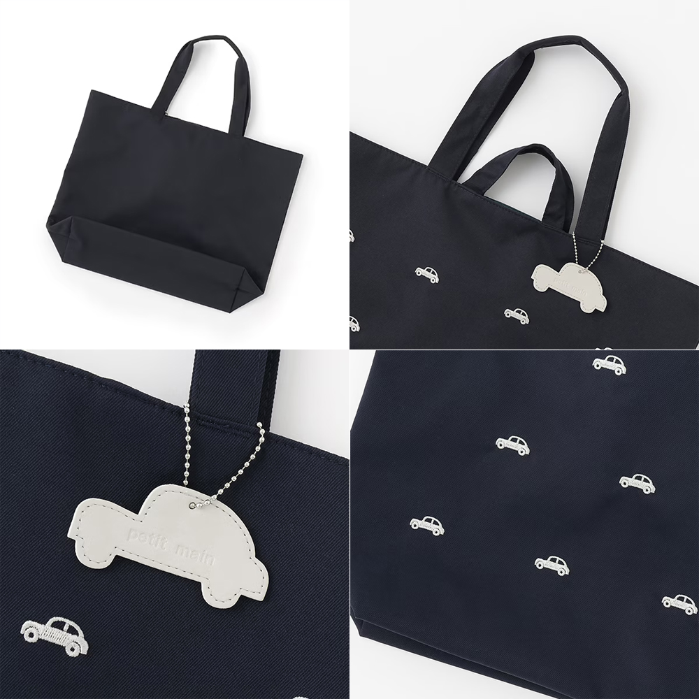 セール30%OFF】 プティマイン くるま/リボン刺繍レッスンバッグ
