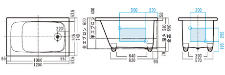 JFE KSシリーズ KS120 ステンレス浴槽 1方全エプロン 簡易着脱タイプ