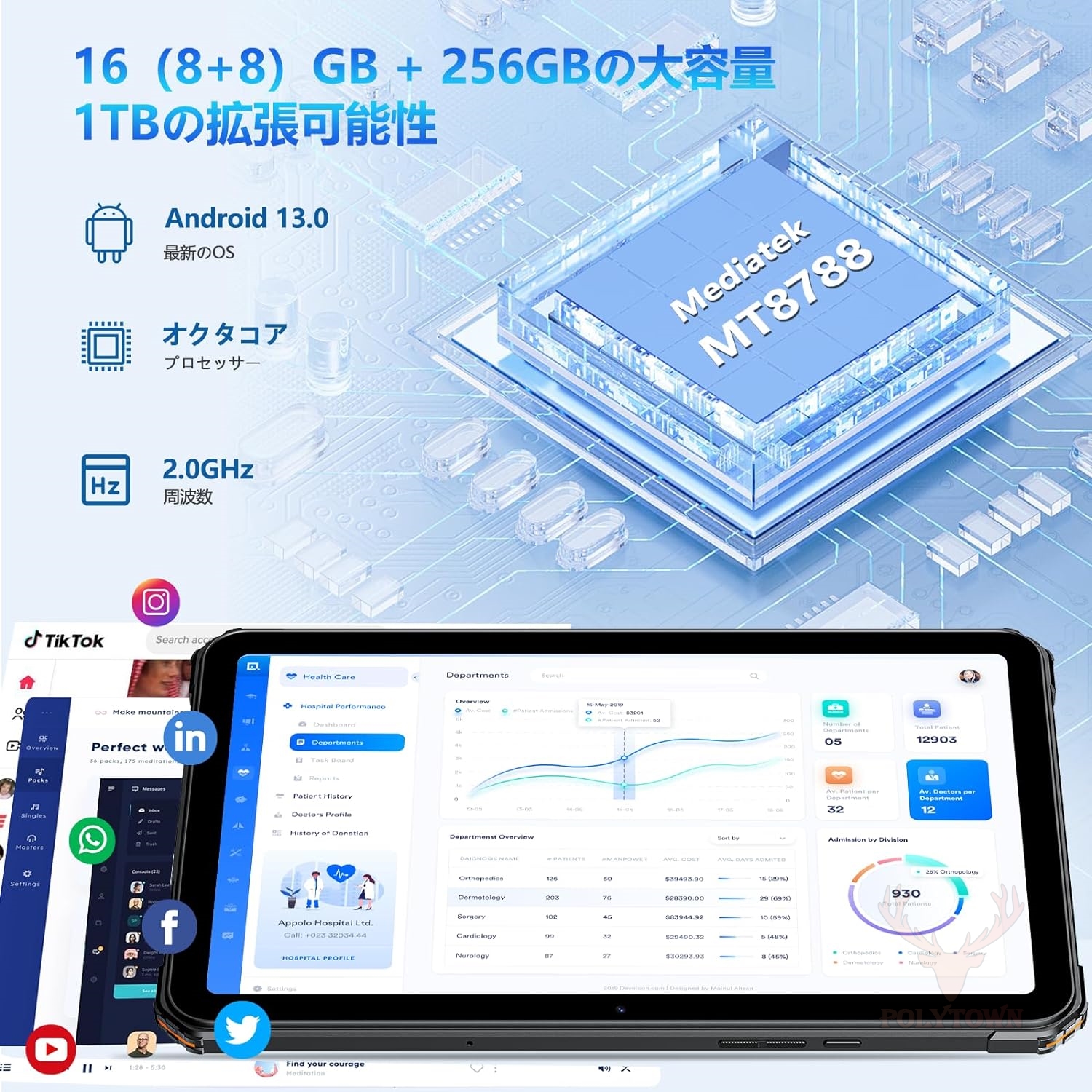 2023新登場Android 13タブレット】FOSSIBOT DT1 10.4 インチ 2K FHD2000*1200 解像度  16GBRAM+256GBROM 11000mAh 防水防塵耐衝撃 防災 キャンプ : zz084 : polytown - 通販 -  Yahoo!ショッピング