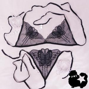 【プレゼント有】蝶のデザインがセクシーなフリーサイズのシースルービキニ　Ｔバック　Ｇストリング　紐パ...