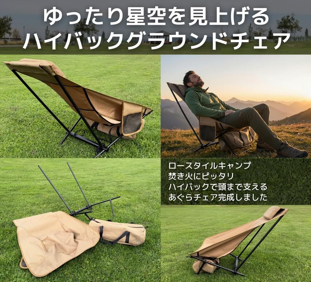 アウトドアチェア グランドチェア ハイバック ローチェア あぐらチェア キャンプ |  | 03