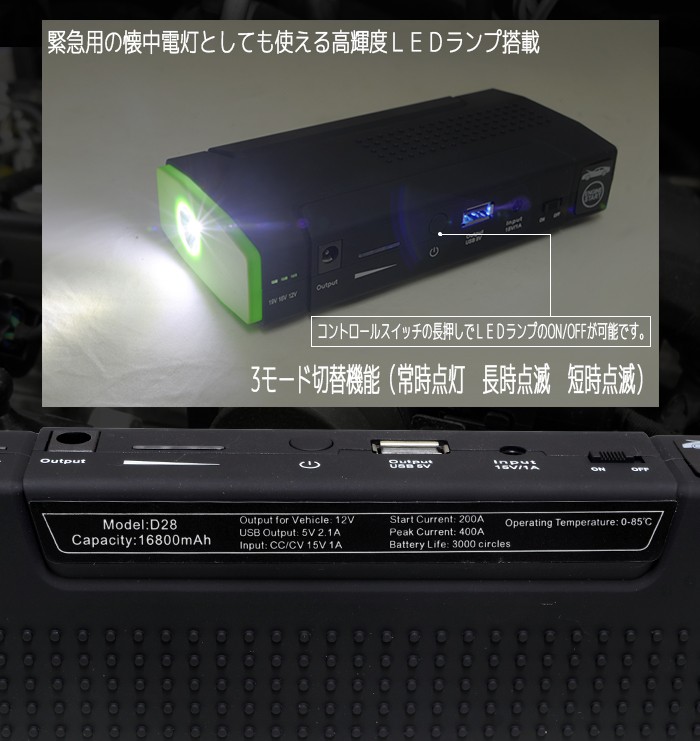 ジャンプスターター モバイルバッテリー エンジンスターター 大容量