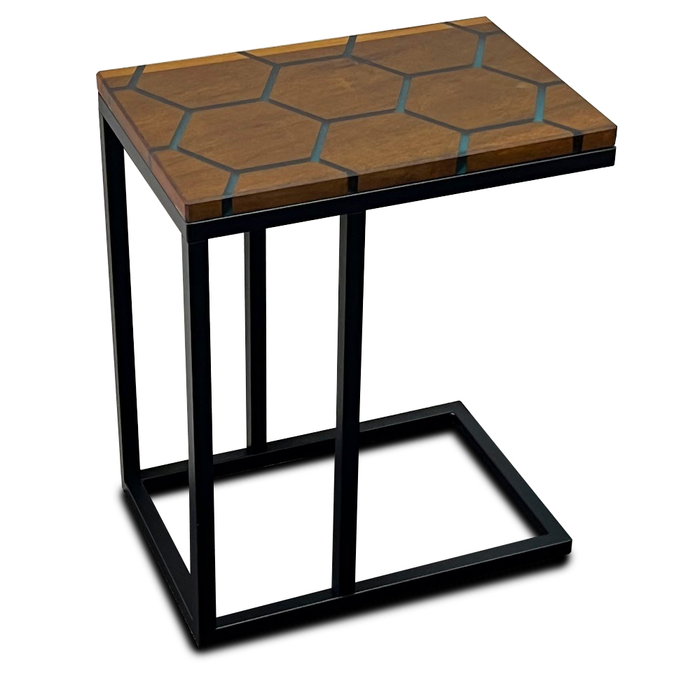 ウォールナット ハニカム柄 サイドテーブル ソファーテーブル W:43cm×D