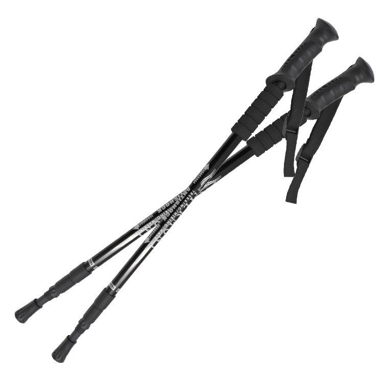 2本セット トレッキングポール ステッキ ストック 黒 ブラック I型 軽量アルミ アンチショック機能 登山 伸縮 杖 |  | 01