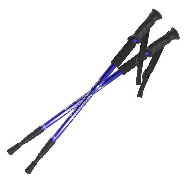 2本セット トレッキングポール ステッキ ストック 黒 ブラック I型 軽量アルミ アンチショック機能 登山 伸縮 杖 |  | 02