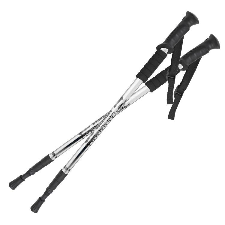 2本セット トレッキングポール ステッキ ストック 黒 ブラック I型 軽量アルミ アンチショック機能 登山 伸縮 杖 |  | 03