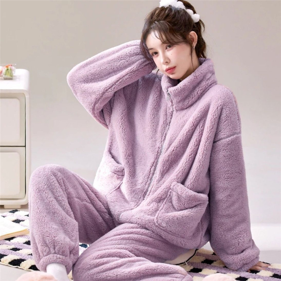 パジャマ ルームウェア レディース 秋冬 モコモコ 長袖 フランネル