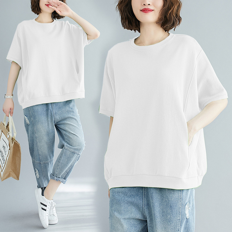 tシャツ レディース 半袖 カットソー 夏 春 トップス UV ポケット付き インナー 大きめ 薄手 体型カバー 楽ちん 夏物 ナチュラル 送料無料｜ponpontei｜02