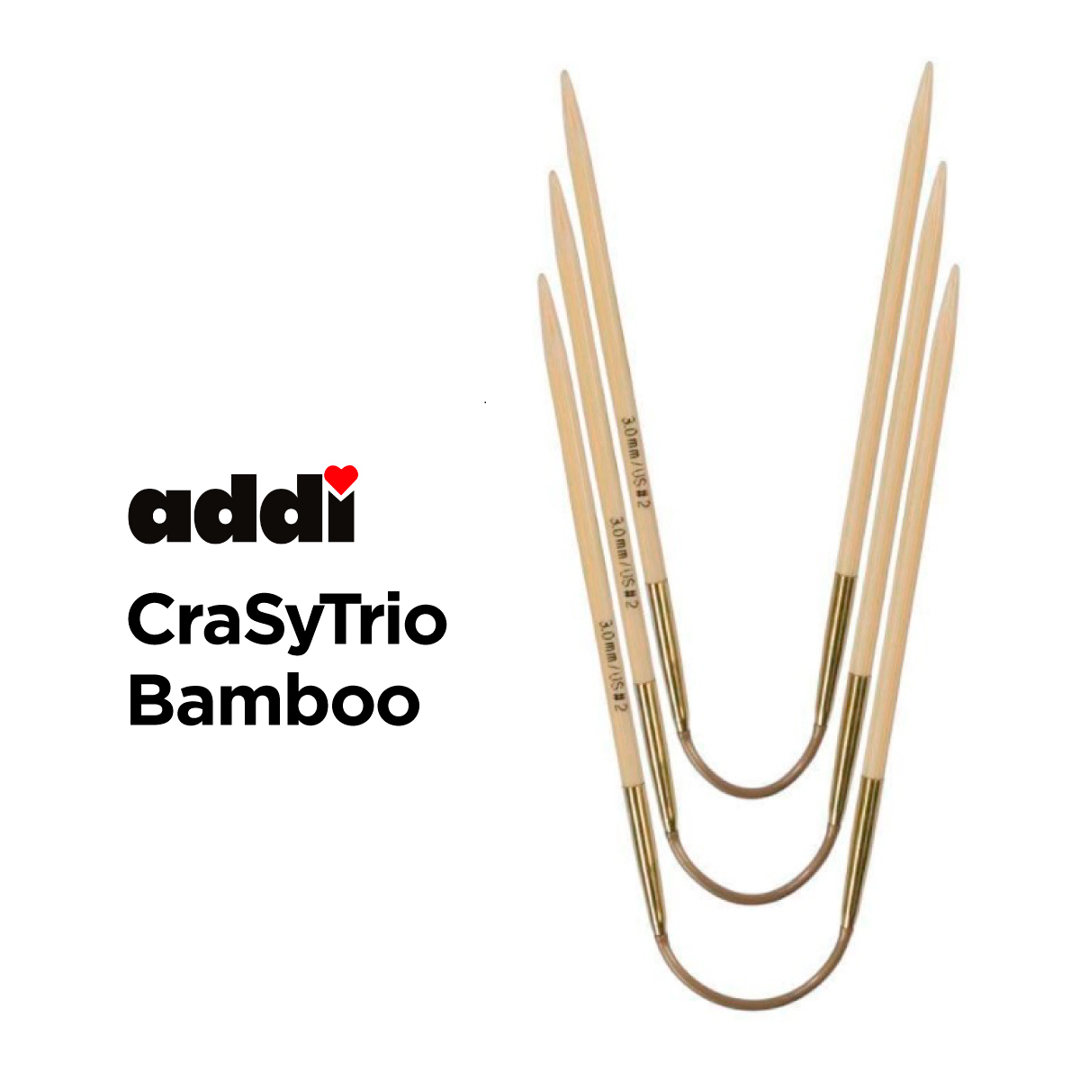 編針 2.5mm 24cm×3本 アディ addi クレイジートリオ バンブー
