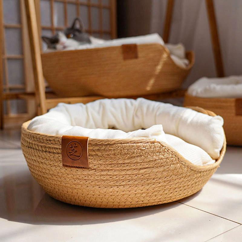 猫用ベッド ペットベッド 編みペットベッド 手編みペットハウス 猫ベッド 猫ハウス おしゃれ 涼しい キャットハウス 犬ベッド 犬ハウス｜poopishop｜03