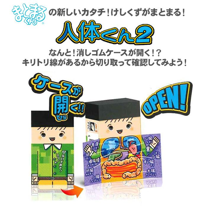 人体くん2 消しゴム 3個セット ヒノデワシ まとまるくん 第2弾 内蔵