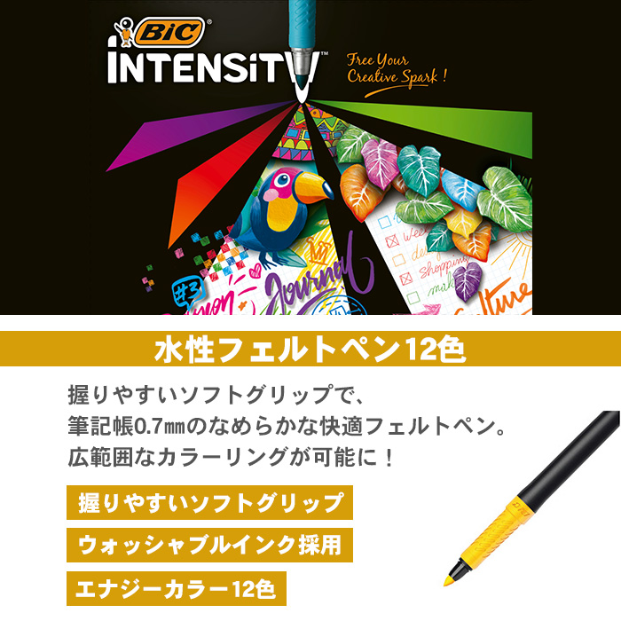 BIC Intensity 水性フェルトペン12色 ITS-FEPFNPK12 0.7mm 水性サインペン 12色 BICインテンシティ  BICIntensity BICジャパン :396:テーマで文具 Yahoo!店 - 通販 - Yahoo!ショッピング