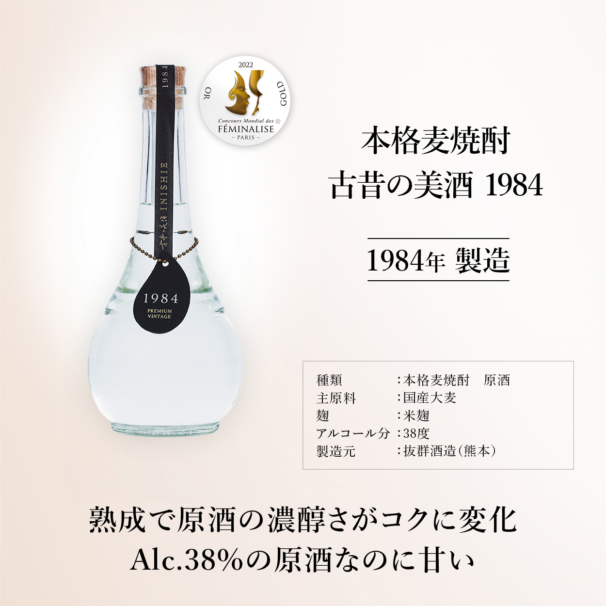 高級 本格麦焼酎 父の日 ギフト 1984年 ヴィンテージ 40年以上熟成