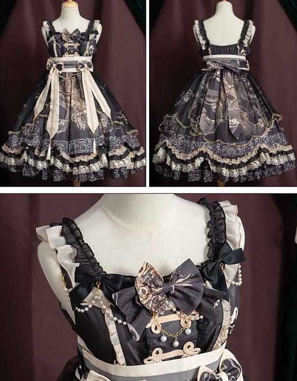アリパイ　ワンピース　ロリータ　ゴスロリ　白(アイボリー) リボン　フリル ロリータ ワンピース Lolita ジャンパースカート ドレス