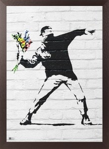 バンクシー ポスター フラワーボンバー Flower Bomber by Banksy 木製アートフレーム付 花束爆弾 91.5×61cm