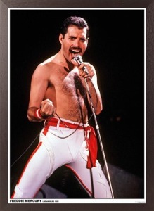 フレディ・マーキュリー クイーン ポスター ロサンジェルス1982 木製