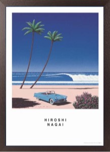 大滝詠一のアルバムデザインでも有名なイラストレーター永井博作品「BLUE CAR AND THE BEACH」