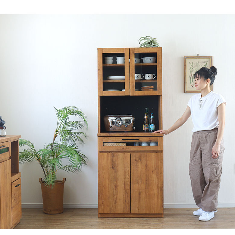 食器棚 キッチンボード レンジ台 レンジボード 完成品 幅70 スリム