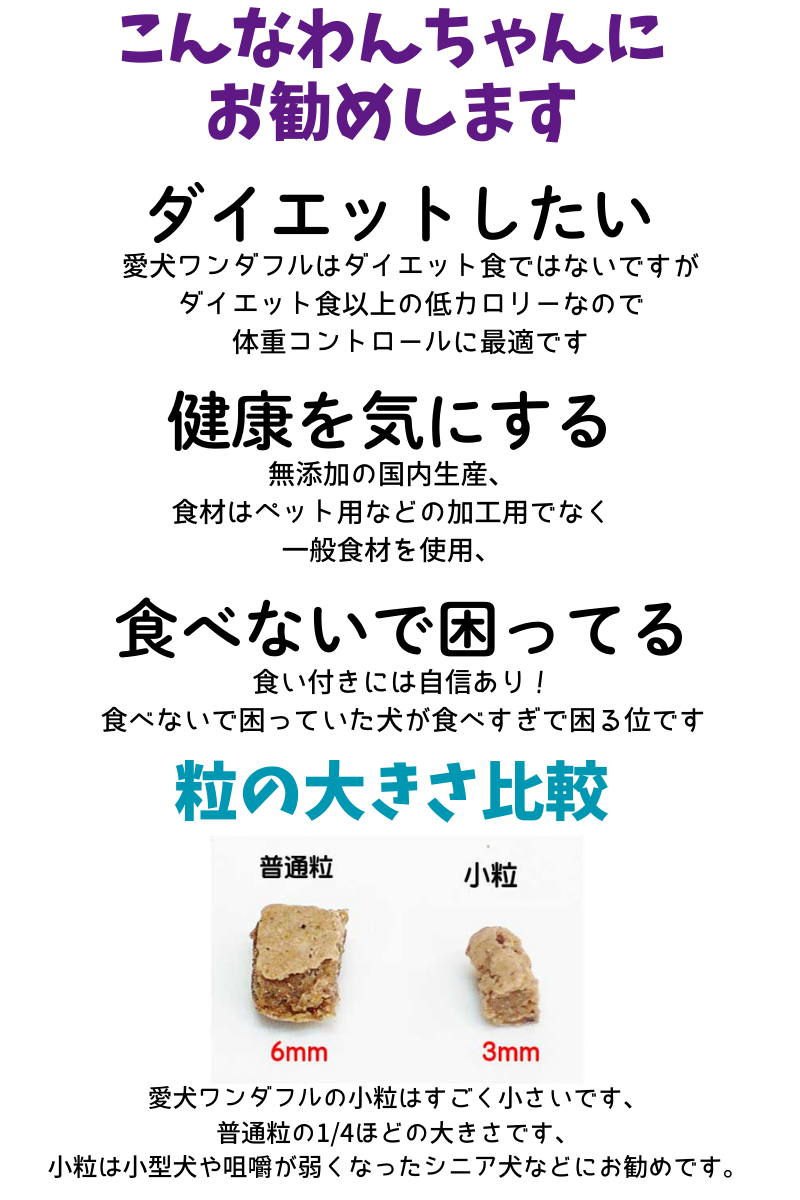 超低カロリー 国産 無添加 ドックフード 【 愛犬ワンダフル 】　3種類のお試しセット ドッグフードお試し （犬用全犬種全年齢対応） |  | 04