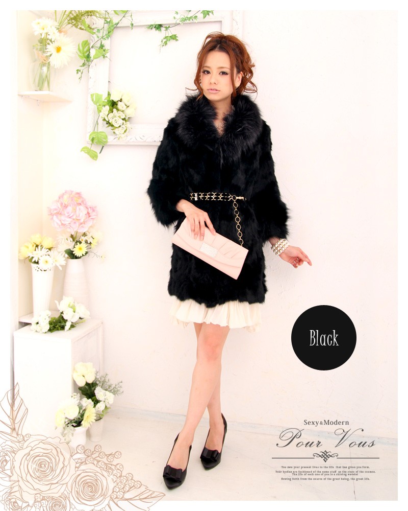 PourVous（プールヴー） 【送料無料】ゴージャスラビットファーコート