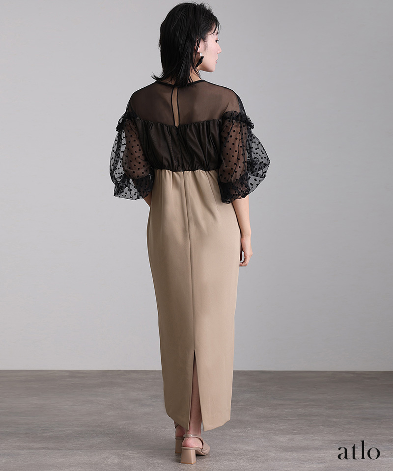 atlo（アトロ） フロッキードット ビスチェ ワンピース パーティー