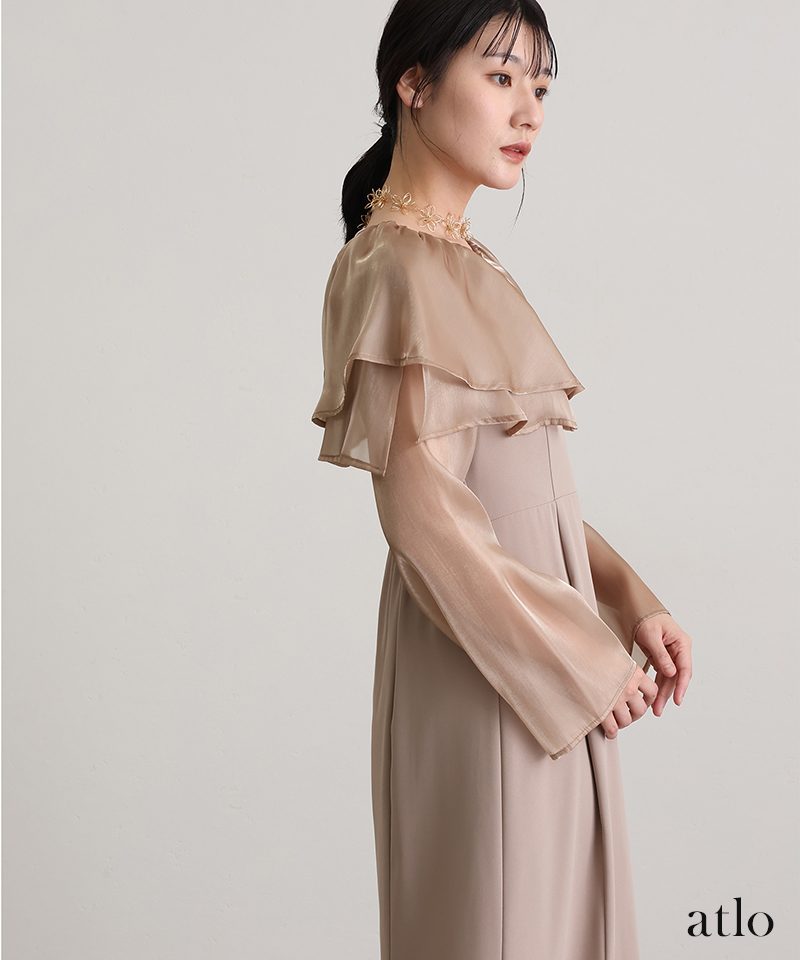 スリット スリーブ ビックカラー パーティードレス オケージョン