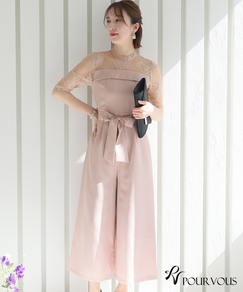 パンツドレス 結婚式 服装 パーティードレス パンツスーツ フォーマルドレス セレモニースーツ お呼ばれ 大きいサイズ 韓国 即日発送 20代 30代 40代 袖あり | PourVous | 07