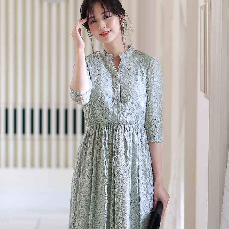 パーティードレス 結婚式 服装 ドレス フォーマル ワンピース 即日発送 韓国 ロング丈 体型カバー 顔合わせ お呼ばれ 20代 40代 大きいサイズ プチプラ 袖ありの画像