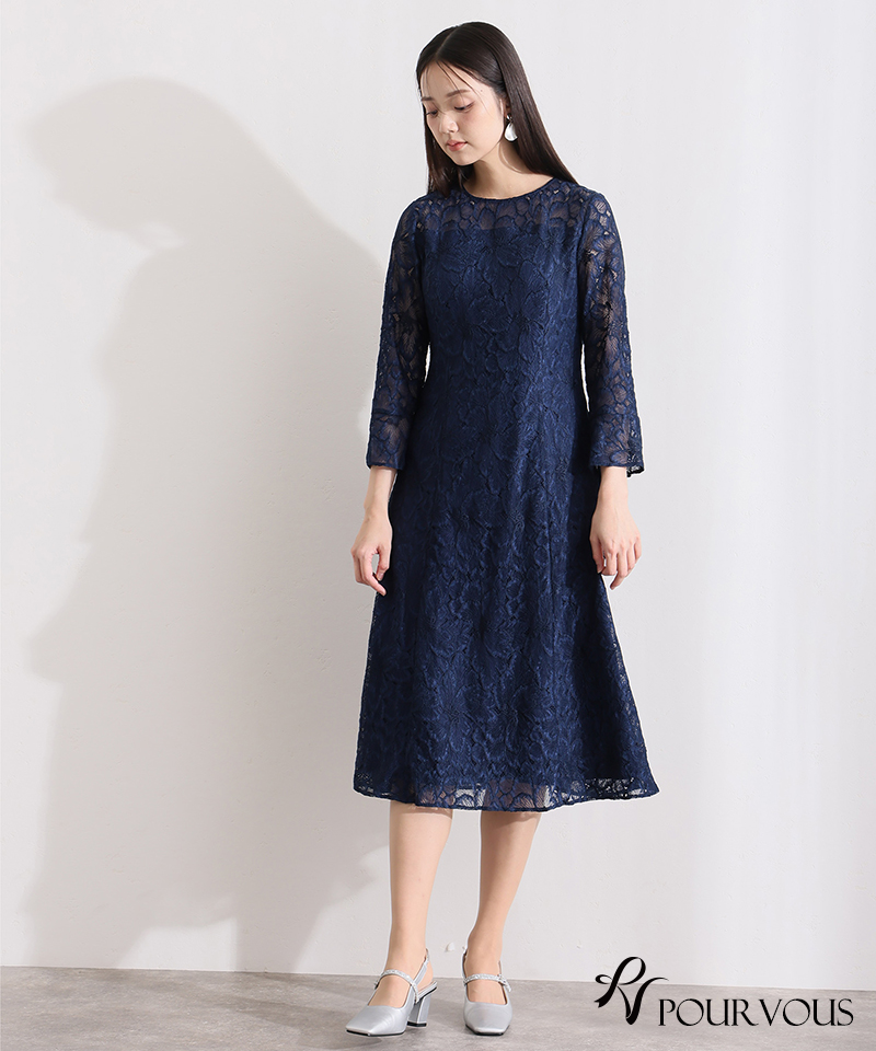 PourVous（プールヴー） フレア パーティードレス 結婚式 ワンピース