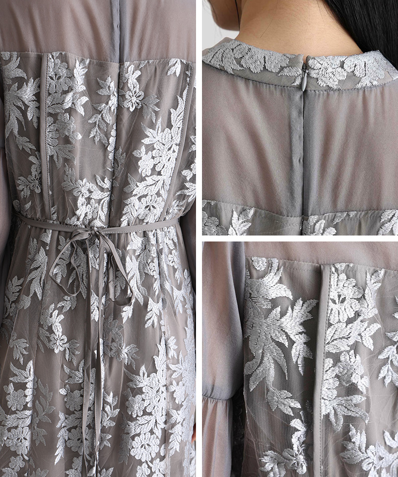 atlo（アトロ） キャンディスリーブ 刺繍 パーティードレス