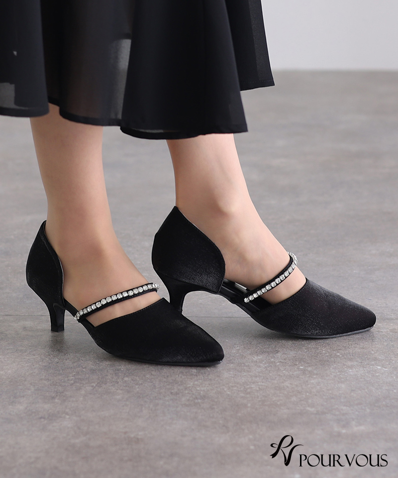 再入荷！ビジューオープントゥプラットフォームパンプス【34-40