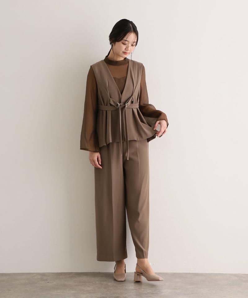 アーバンレイヤー オールインワン セレモニースーツ ジレ ワイドパンツ 2点セット 卒業式 スーツ 大きいサイズ 入学式 ママスーツ ブラックフォーマル 着回しの画像