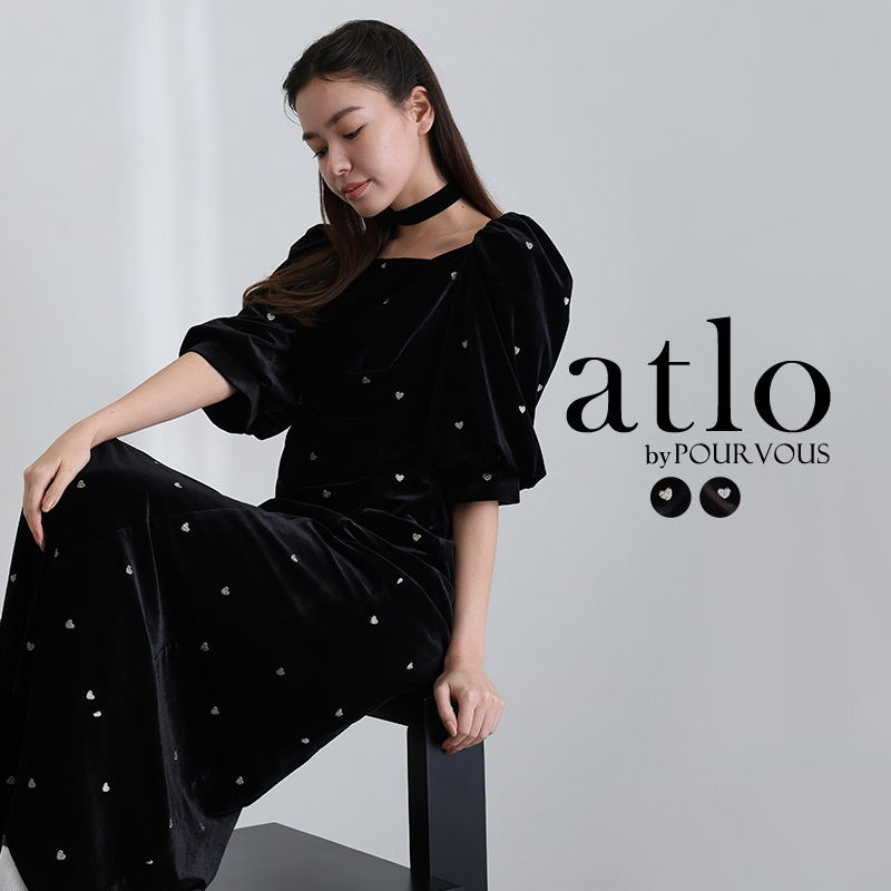 551252125 ハート ベロア ワンピース パーティードレス オケージョン 大きいサイズ 結婚式 ドレス かっこいい お呼ばれ オケージョンドレス フォーマル 体型カバー 20代 30代 40代 韓国 atlo（アトロ） ハート ベロア ワンピース パーティードレス